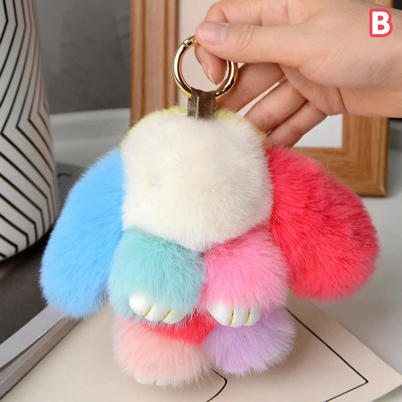 15cm Gifts Rabbit Fur Keychain Women Bag Car Key chain Pendant Decoration Jewelry Bags Hangings Accessories Oasis Select MR-20