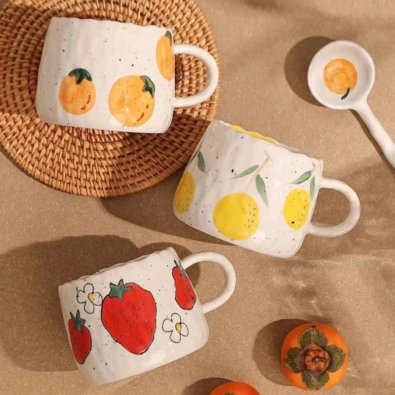 Perfect For Home, Office, Event Gifts And Holiday Gifts Halloween Hand Painted Ceramic Coffee Mug With Strawberry Pattern Design Oasis Select