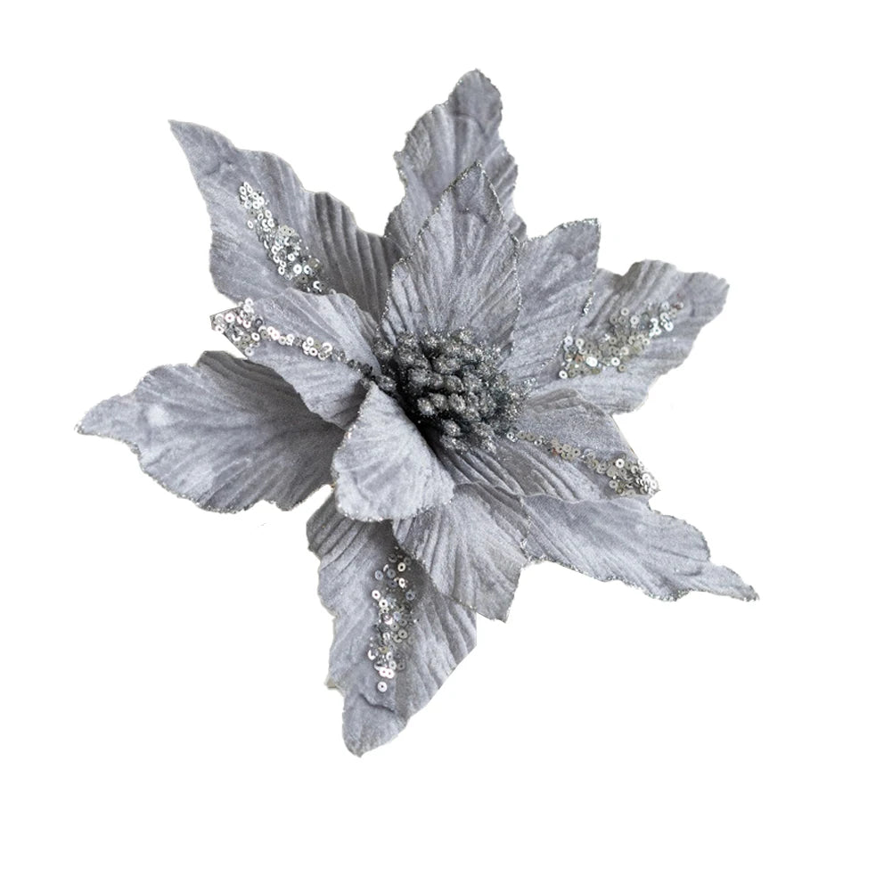 Christmas Tree Artificial Christmas Flowers Easy To Decorate High Quality Material Layered Spiky Petals Resistant To Deformation Oasis Select silver China Mainland