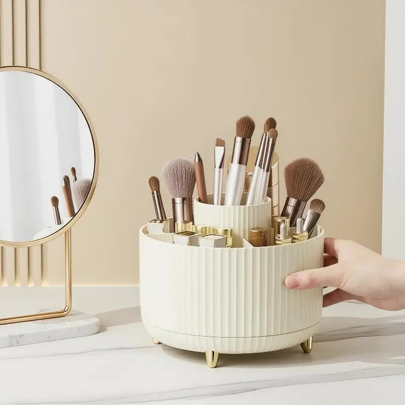 1Pcs 5 Slot Cosmetic Organizer 360° Rotating Makeup Brush Holder For Nail Polishes Skincare Perfumes Desktop Vanity Storage Oasis Select