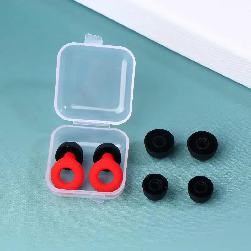1Set Ultra Thin Loop Shape Sleep Aid Earplugs Waterproof Swim Earplug Concert Hearing Protection Reusable Silicone Ear Plug Oasis Select Red