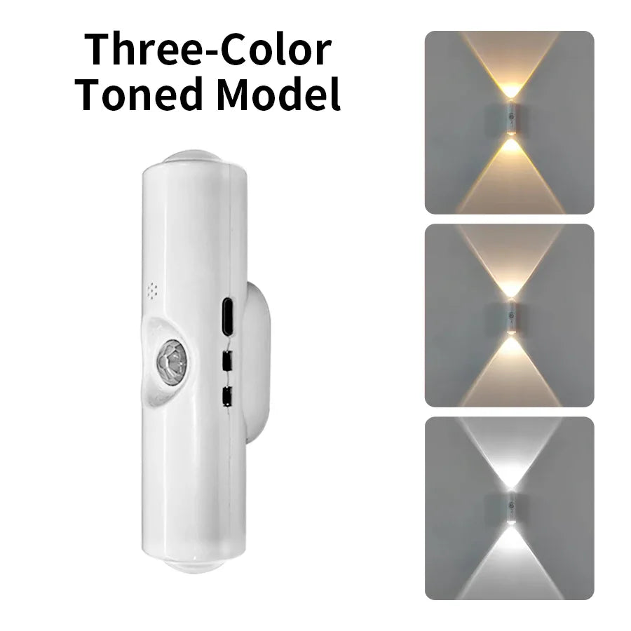 LED Motion Sensor Night Light RGB Colors Changing Wireless Wall Lamp Rechargeable Magnetic Sunset Lamp for Bedroom Living Room Oasis Select 2 Pieces Three Color