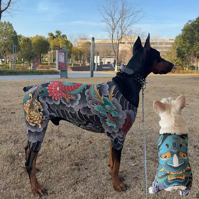 Four Seasons Universal Dog Pet Tattoo Vest Thin Light Breathable Pet Clothes Funny Cool Close-fitting Dog Cat Tattoo T-shirt Oasis Select