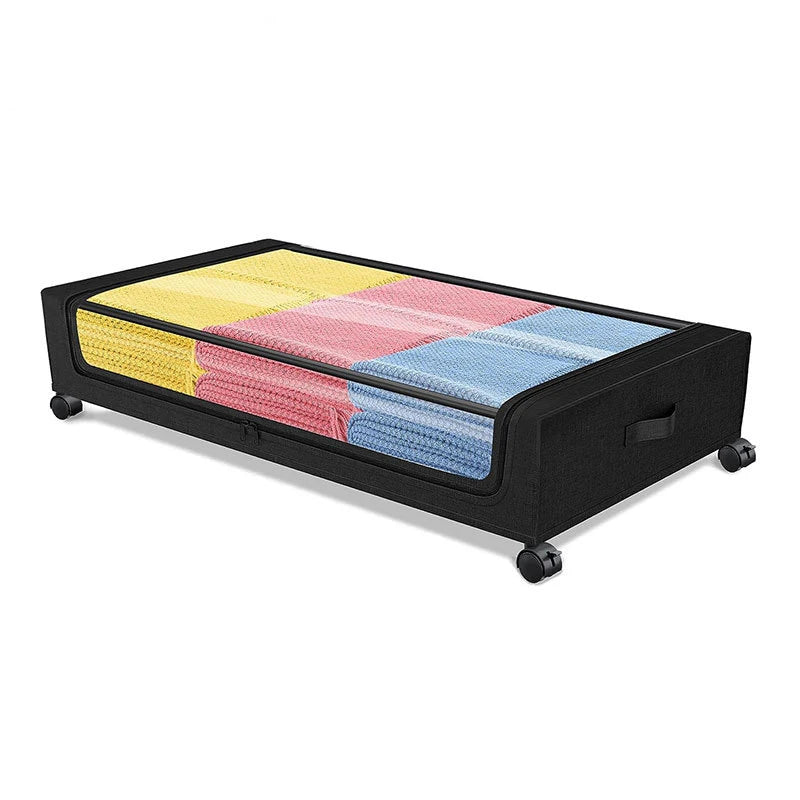 Underground Storage Boxes Bedroom Sliding Containing Box Large Clear Dust-proof Storage Bin Clothing Organizer with Lid Boxes Oasis Select Black - Square