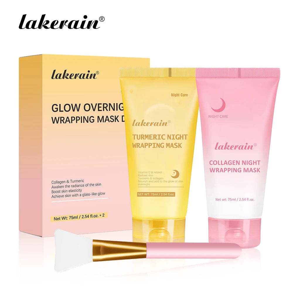 Collagen Overnight Wrapping Peel Off Facial Mask, Korean Collagen Night Wrapping Mask Deeply Hydrates Night Care Mask Cream 75ml Oasis Select SET 1