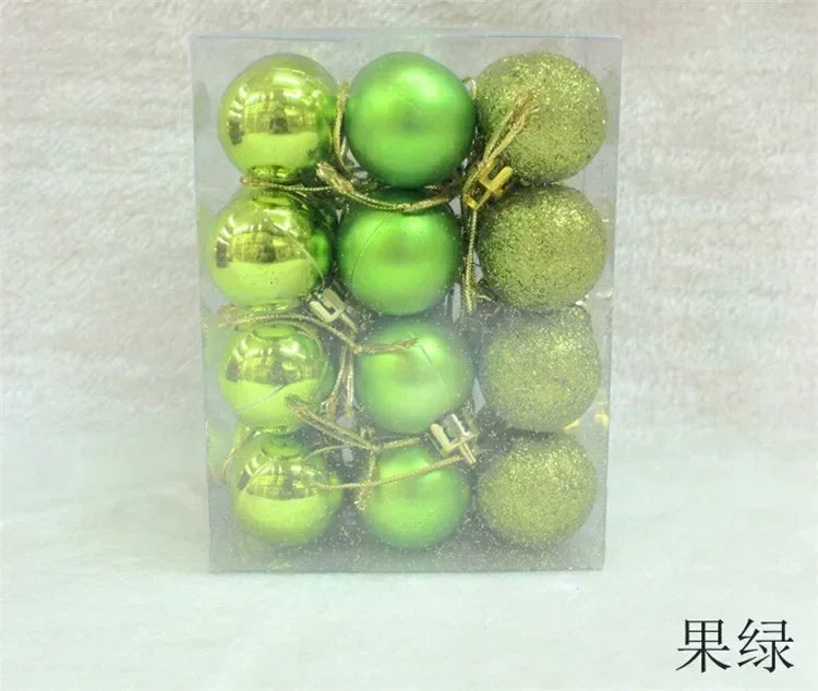 24Pcs Christmas Balls Ornament Plastic Christmas Tree Gold Red Pink Ball Pendant Hanging Decor Christmas Decoration Navidad Oasis Select light green
