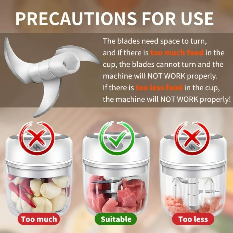 250/100ML Garlic Mincer USB Charging Powerful Mini Electric Garlic Chopper Portable Garlic Crusher Kitchen Food Chopper Unisex Oasis Select