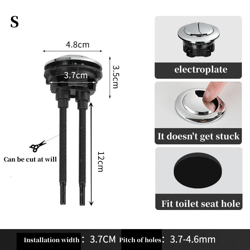 Universal Dual Flush Toilet Water Tank Button Round Valve Push Button Flush Toilet Seat Water Tank Valve Bathroom Parts Oasis Select S