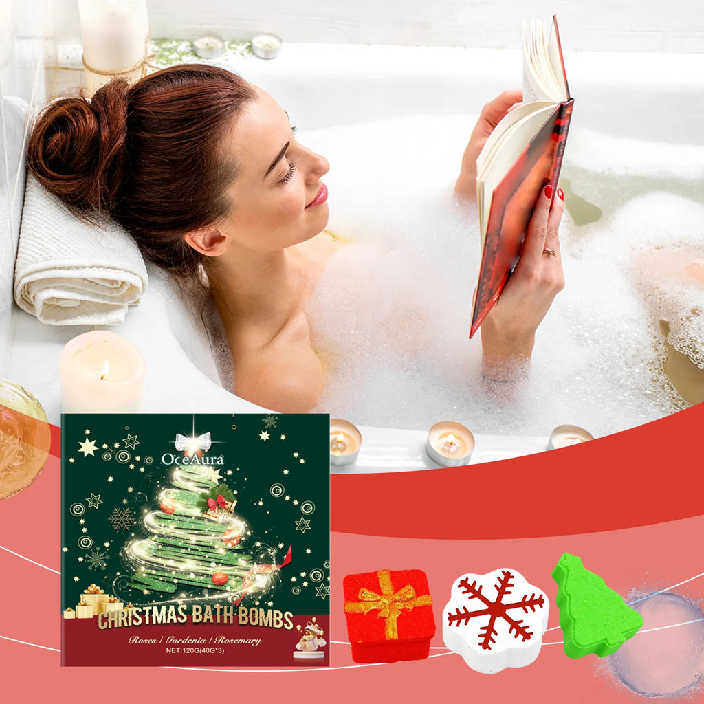 OceAura Christmas Spa Bath Bombs – Moisturizing Gift Set 120g Spa Bath Bombs Oasis Select
