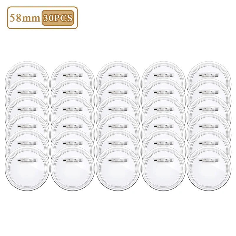 10/30/50PCS Acrylic Badge Pins with Snap Closure Reusable Transparent Pins for DIY Crafts Photo Walls and Custom Buttons