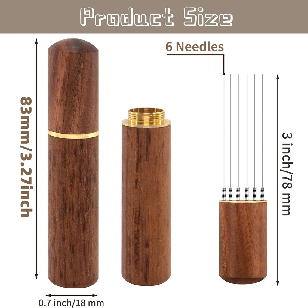 6-Needle Espresso Distribution Tool – Coffee powder distributor, 0.4mm Pins to Break Up Clumps & Prevent Channeling, Wood Handle Oasis Select