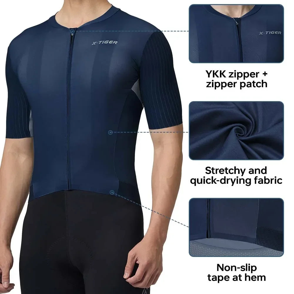 X-TIGER High Quality Cycling Jersey Sports Breathable Short Shirt Slim Bicycle Clothes Professional Men TMB Road Racing Jersey Oasis Select