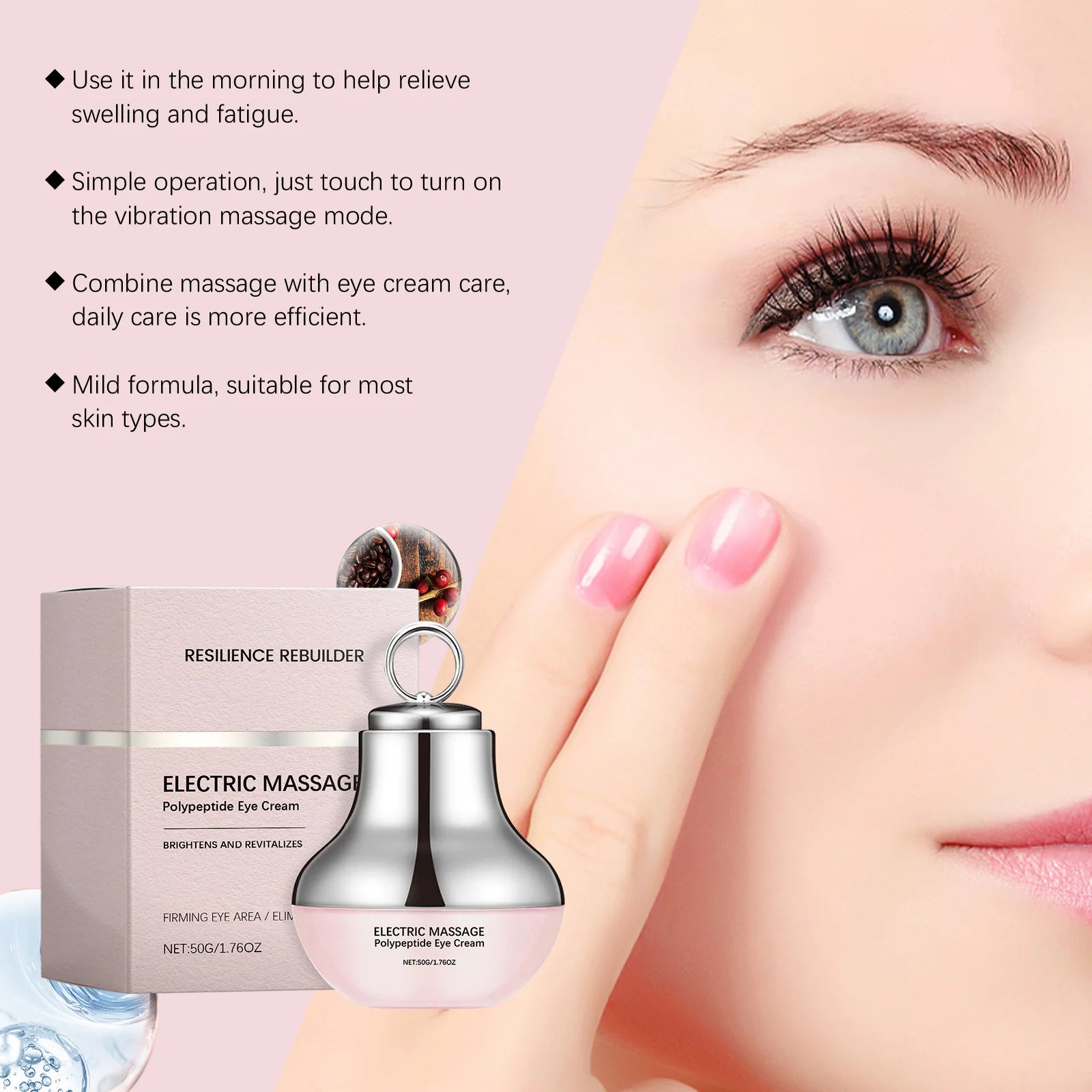 Electric Massage Polypeptide Eye Cream Brightens Revitalizes Firming Anti-Aging Dark Circles Massager Cream Firming Eye Area 50g Oasis Select