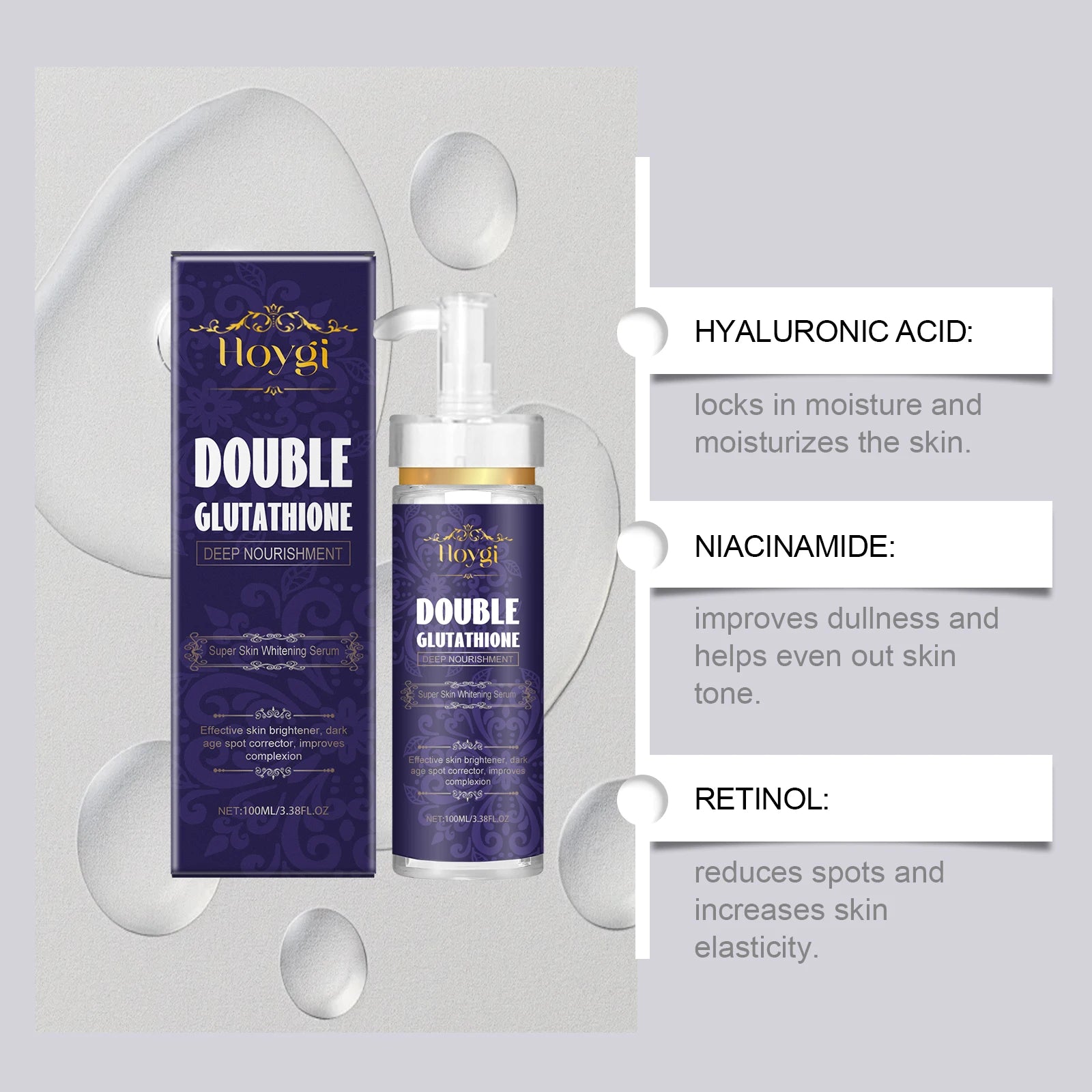 Hoygi Double Glutathione Serum – Brighten & Fade Dark Spots Face Brightening Serum Oasis Select