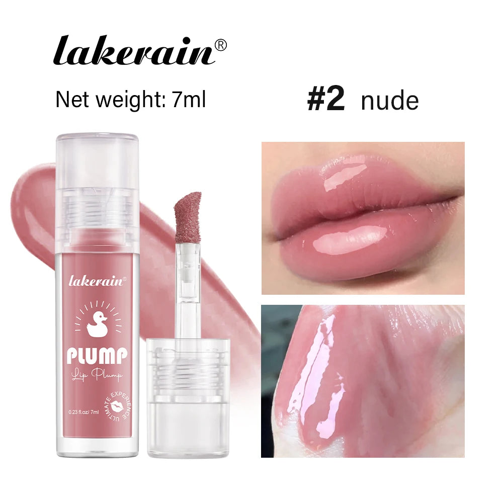 Lakerain Lip Glaze Brightening Lip Color Long-lasting Moisturizing Ginger Root Extract Lip Glaze Texture Hot Plump Lip Gloss Oasis Select Nude
