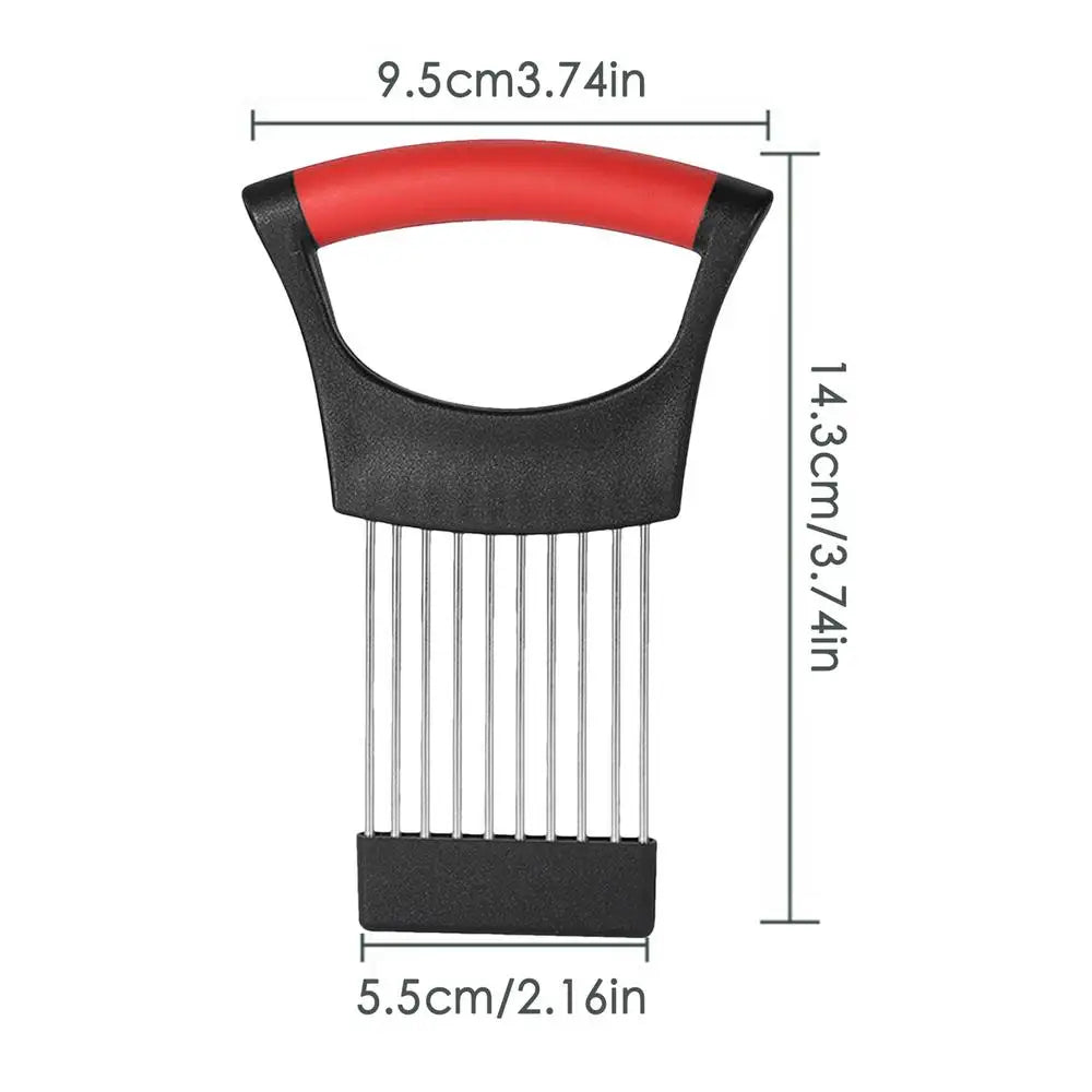 Onion Slicer stainless steel potato chip onion holder Tomato Onion Slicer Holder Vegetables Cutting Fork Kitchen Gadgets Oasis Select Black red