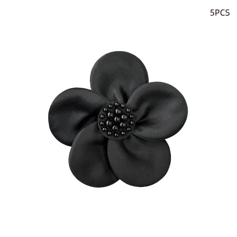 5 Pcs Black White Hand Sewn Colored Ding Cloth With Flower Clothing Patch DIY Clothing Accessories 11CM Oasis Select Black