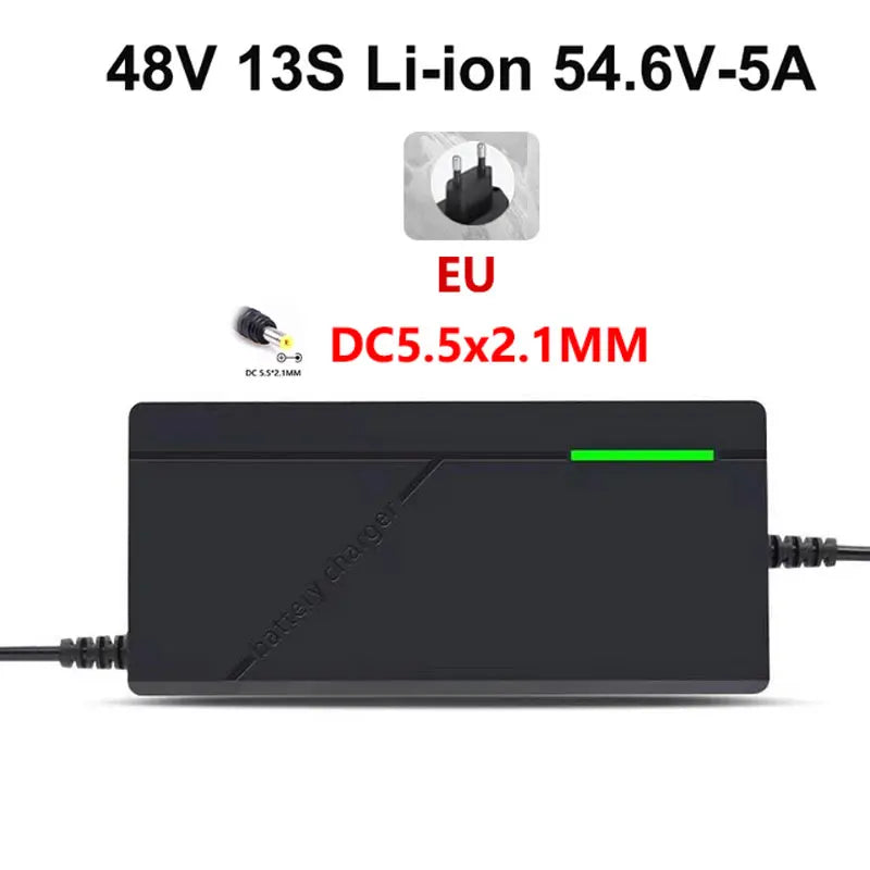 36V 48V 60V 72V Charger 2A 3A 5A 10S 13S 16S 20S Lithium-ion Battery Pack 42V 54.6V 67.2V 84V Electric Bike Scooter Intelligent Oasis Select DC 48V-54.6V 13S EU