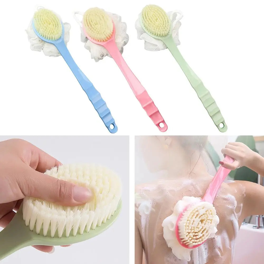 2-in-1 Double-sided Long Handle Shower Brush Body Clean Bath Brush Exfoliating Soft Bristle Shower Cleaning Tools Oasis Select