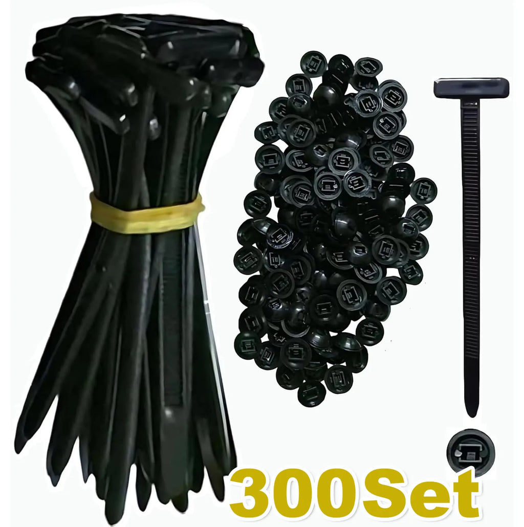Upgraded Nylon Cable Ties, Self-Locking T Rivet Zip Ties Kit for Car Fender Trunk Bumper Repair, Home & Garage Automotive Oasis Select 300SET