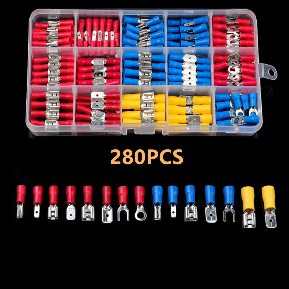 102/280/300/480PCS Wire Connector Kit Male Female Insulated Terminals Cold Crimp Terminals Assorted Crimp Terminals Spade Oasis Select 280PCS