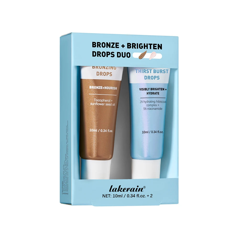 Bronze& Brighten Drops Duo Kit Glow Serums Nourish Brighten Hydrate Travel-Size Burst & Bronzing Skincare Set Use for Face Body Oasis Select 1set