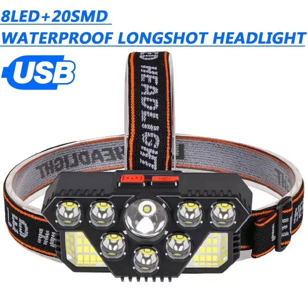 5/11 LED Headlamp Strong Light Head Lamp USB Rechargeable Headlight Built-in 18650 Battery Fishing Flashlight Outdoor Lantern Oasis Select T193-A