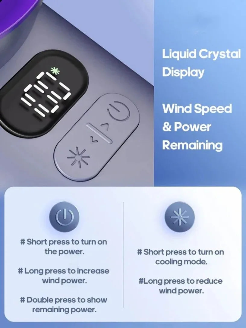100 Wind Speeds Portable Handheld ICE Cooling Turbo Fan 3600MAH High endurance rechargeable mini fan Suitable hot summer days Oasis Select