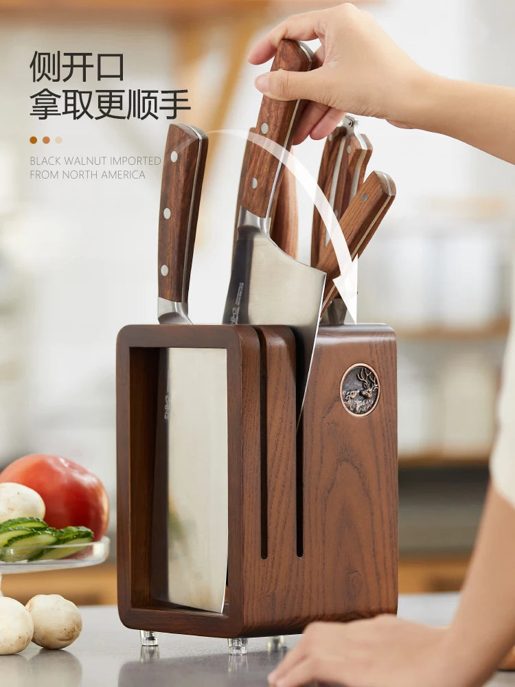 Kitchen countertop solid wood knife storage rack Household knife base Ventilation mould proof drainage knife rack knife case Oasis Select
