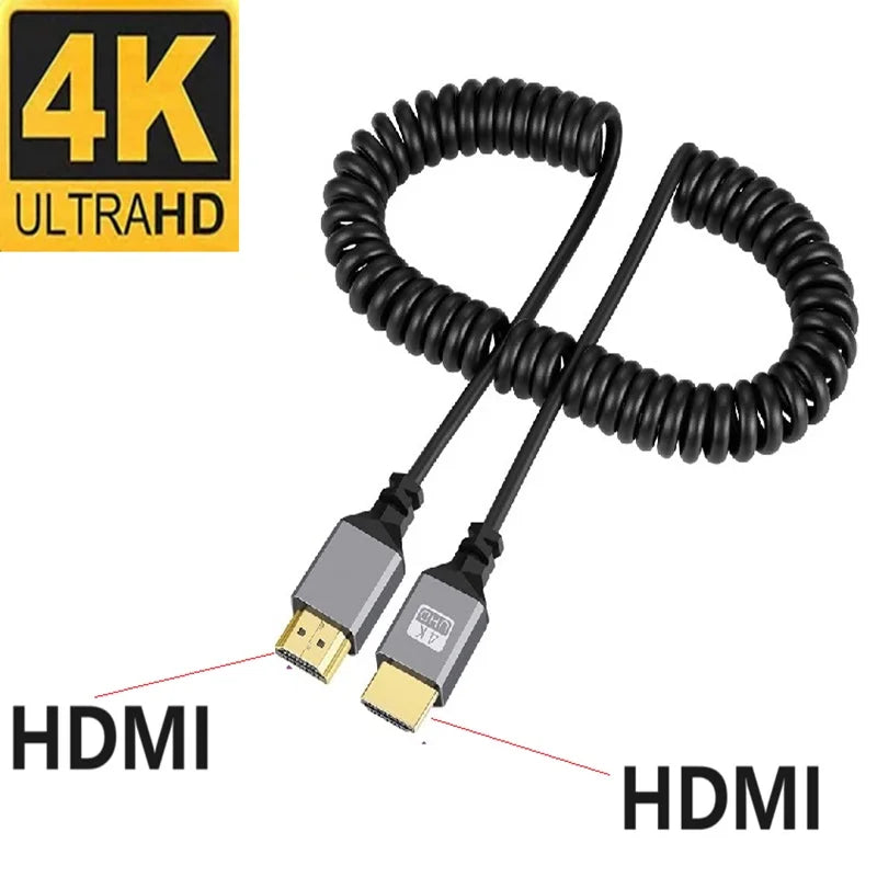 0.5-2.4M 4K60HZ HDMI Flexible Spiral cable mini Micro HDMI-Compatible TO HDMI Minihdmi Microhdmi Coiled Extension Cable Oasis Select HDMI(Straight) 0.5-2.4 m