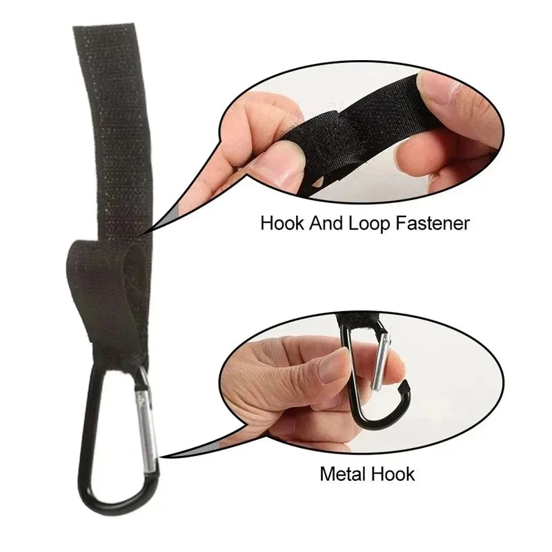 2/8/12pcs Baby Stroller Hook Organizer Adhesive Nylon Clasp Loop Clips Carabiner Hooks Diaper Bag Shopping Hook Buckles Hanger Oasis Select