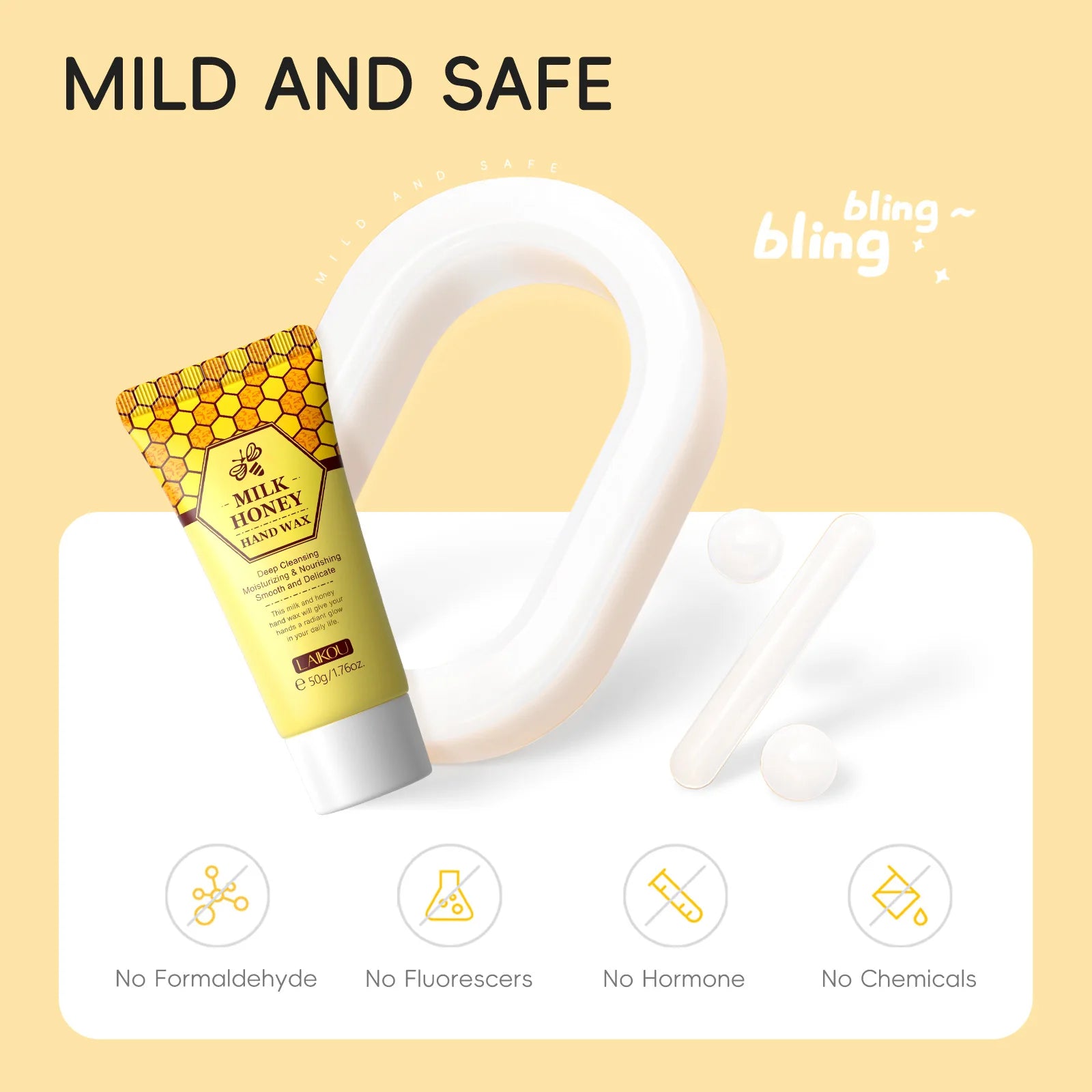 LAIKOU Honey Hand Wax Exfoliating Moisturizing Peeling Mask 50g Hand Exfoliating Mask Oasis Select