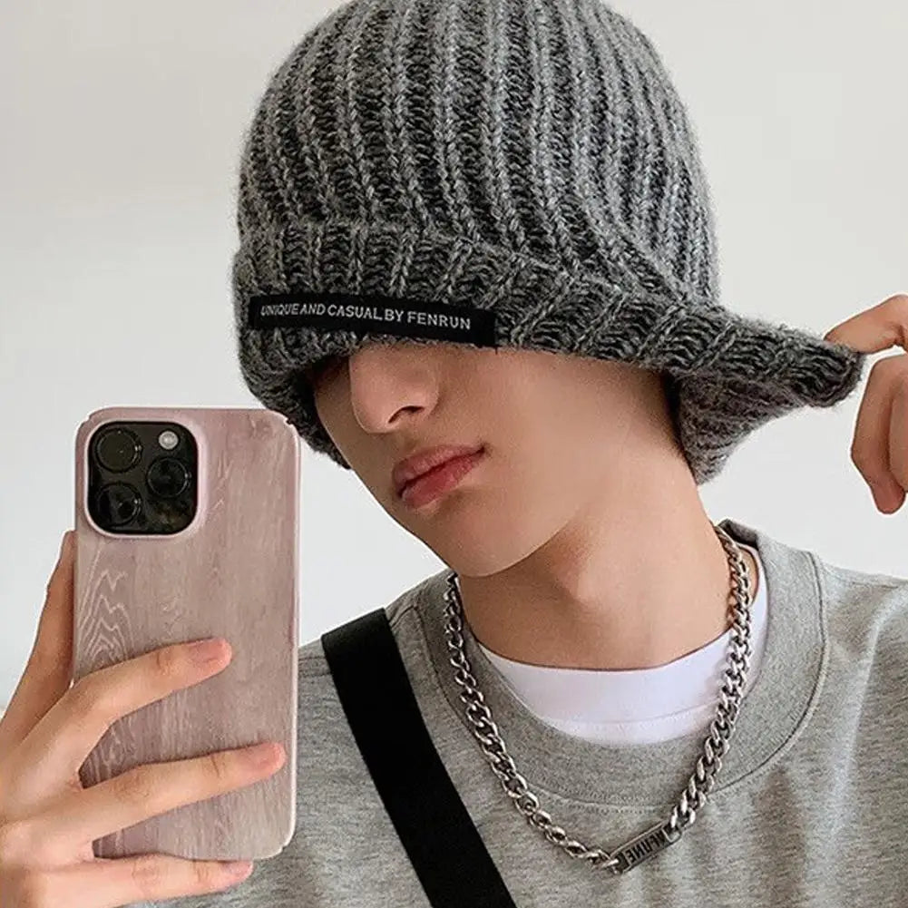 2025 Fashionable Men's Autumn And Winter Knitted Hats Large Size Warm Cold Beanie Hat Loose Big Head Ware Knitting Hat For Men Oasis Select