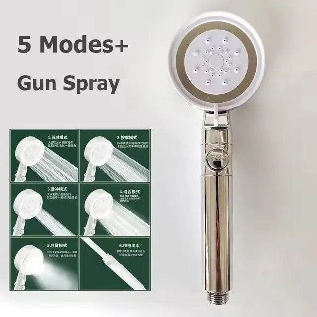 New 1pc 19 Inch High Pressure 3 Mode Rainfall Luxury Bathroom Shower Head Adjustable Anti-Clogging Silicone Nozzles Water Saving Oasis Select Silver Shower