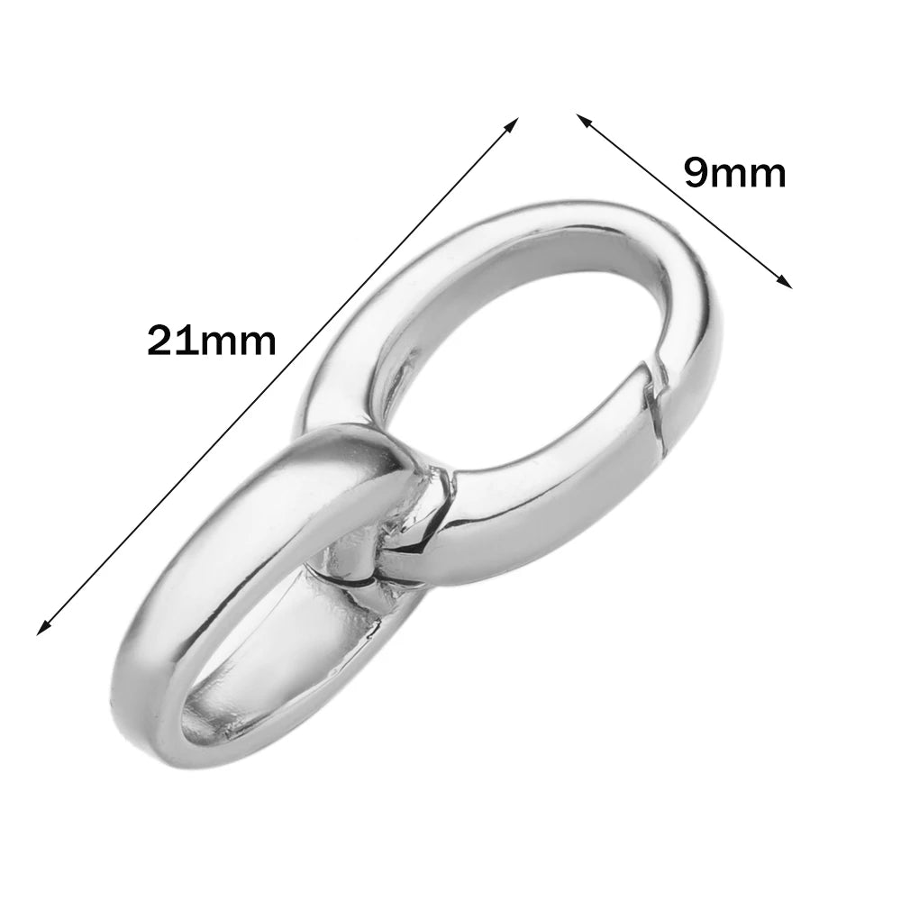 2pcs 14K18K Gold Filled Oval Clasp Spring Claps Connector Carabiner Keychain for DIY Jewelry Finding Necklace Bracelet Making Oasis Select White K 9X21mm