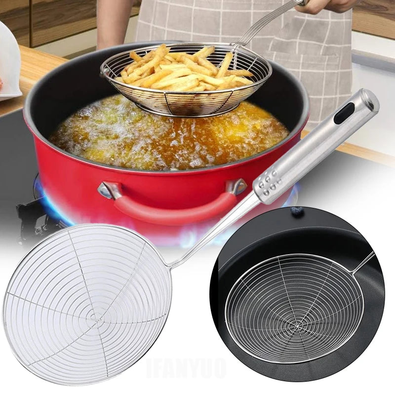 Stainless Steel Skimmer Ladle Strainer Spoon, Solid Kitchen Tool for Deep Frying French Fries, Fish, Hot Pot, Pasta & Noodles Oasis Select