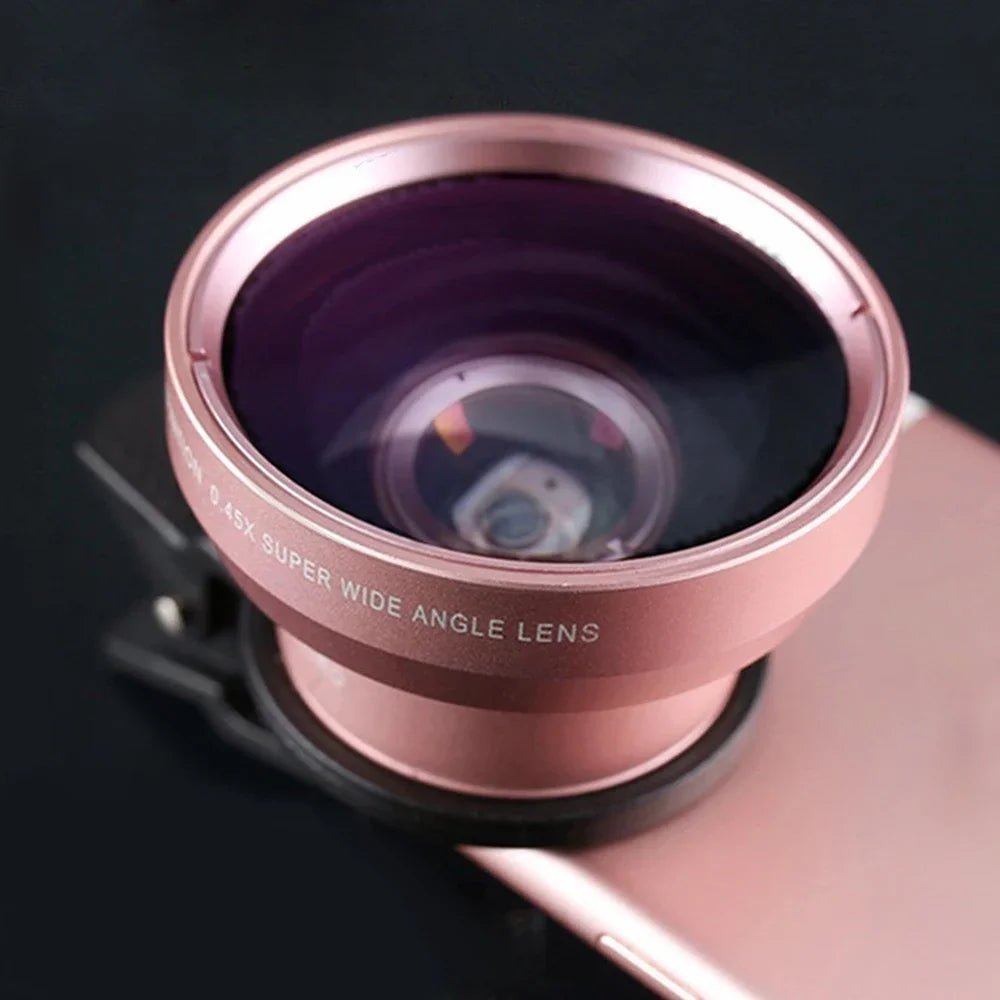 2 IN 1 Lens Universal Clip 37mm Mobile Phone Lens Professional 0.45x 49uv Super Wide-Angle + Macro HD Lens For iPhone Android Oasis Select