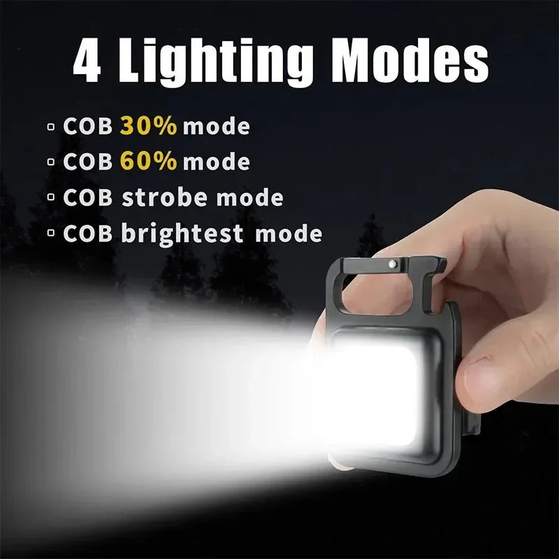 Super Bright 1500LM Work Light COB 500mah LED Flashlight Pocket Keychain USB Rechargeable Waterproof For Outdoor Camping Oasis Select