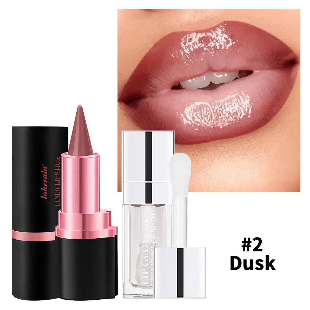2-in-1 Lip Liner & Gloss Set – Long-Lasting Matte Lip Stain