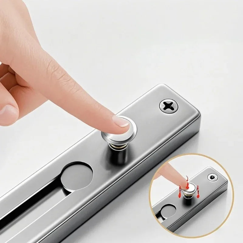 No Drill Stainless Steel Security Door Chain Push Button Lock Latch Anti-Theft Door Guard for Home Hotel Use Oasis Select