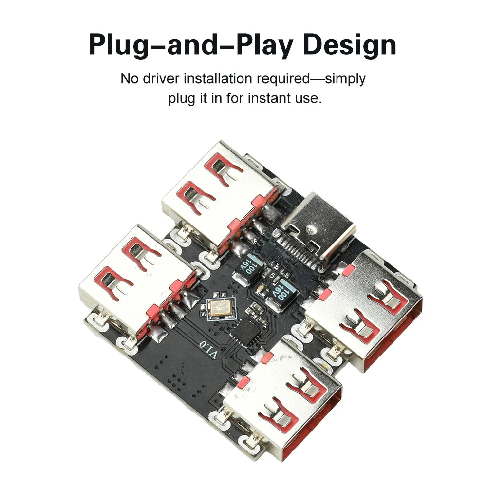 XL334P4 USB2.0 4-port Controller Expansion Module USB 2.0 to 4 Channel Way Splitter USB-HUB Type-C Extender Board 40MB/S Oasis Select