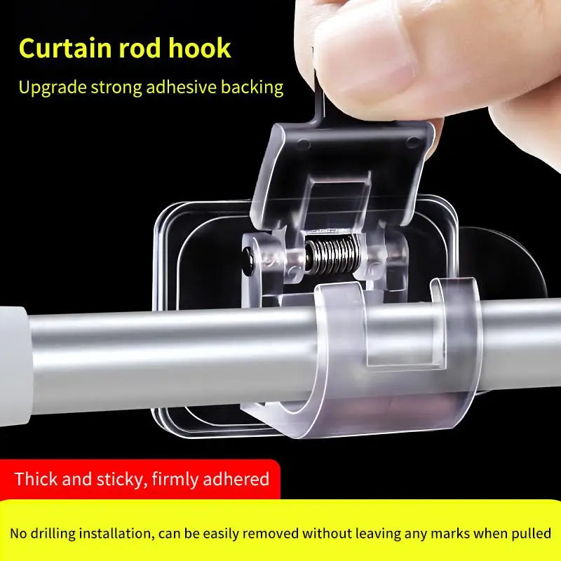 10pcs Curtain Rod Hook Punching-free Curtain Rod Rack Household Wall-mounted Bracket Clip Door Curtain Telescopic Curtain Hooks Oasis Select