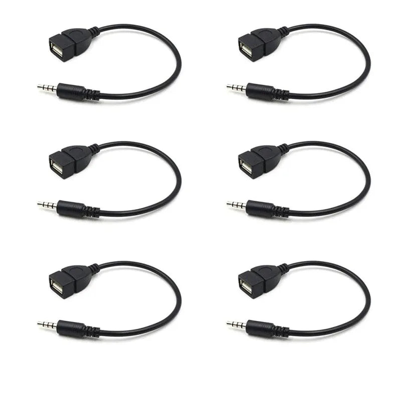 1/2/4/6pcs Car Connection Cable USB Female To Audio AUX Cable USB Flash Drive/Navigation/Stereo AUX Data Adapter Car Accessories Oasis Select 6pcs