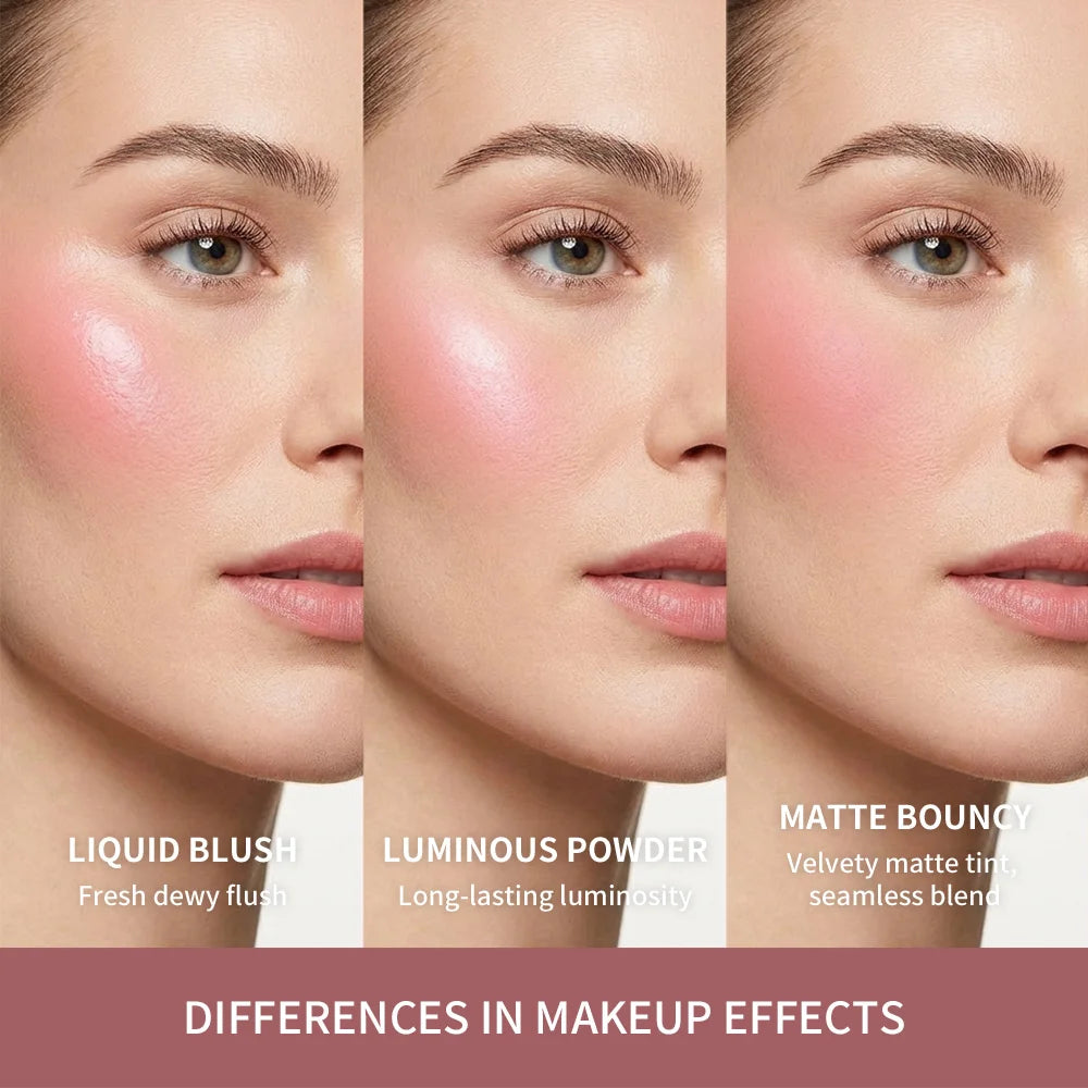 New Matte Blush Cream to Powder Cushiony Bouncy Texture Long Lasting Natural Flush Brightens Face Complexion Woman Makeup Oasis Select