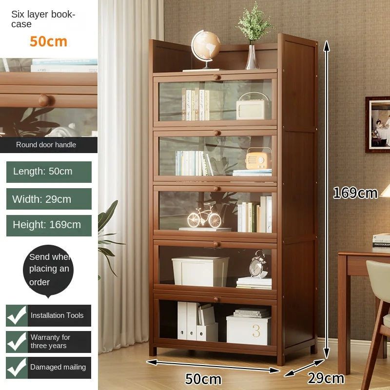 Bookshelf, bookcase, dust-proof floor-standing storage rack, household children and students storage rack with doors Oasis Select six floors 50