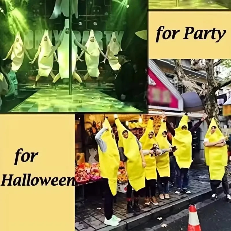 1-10PCS Banana Costume for Adult Kids Halloween Outfit Funny Stage Performance Party Cosplay Fancy Dress Mascot Suit Oasis Select