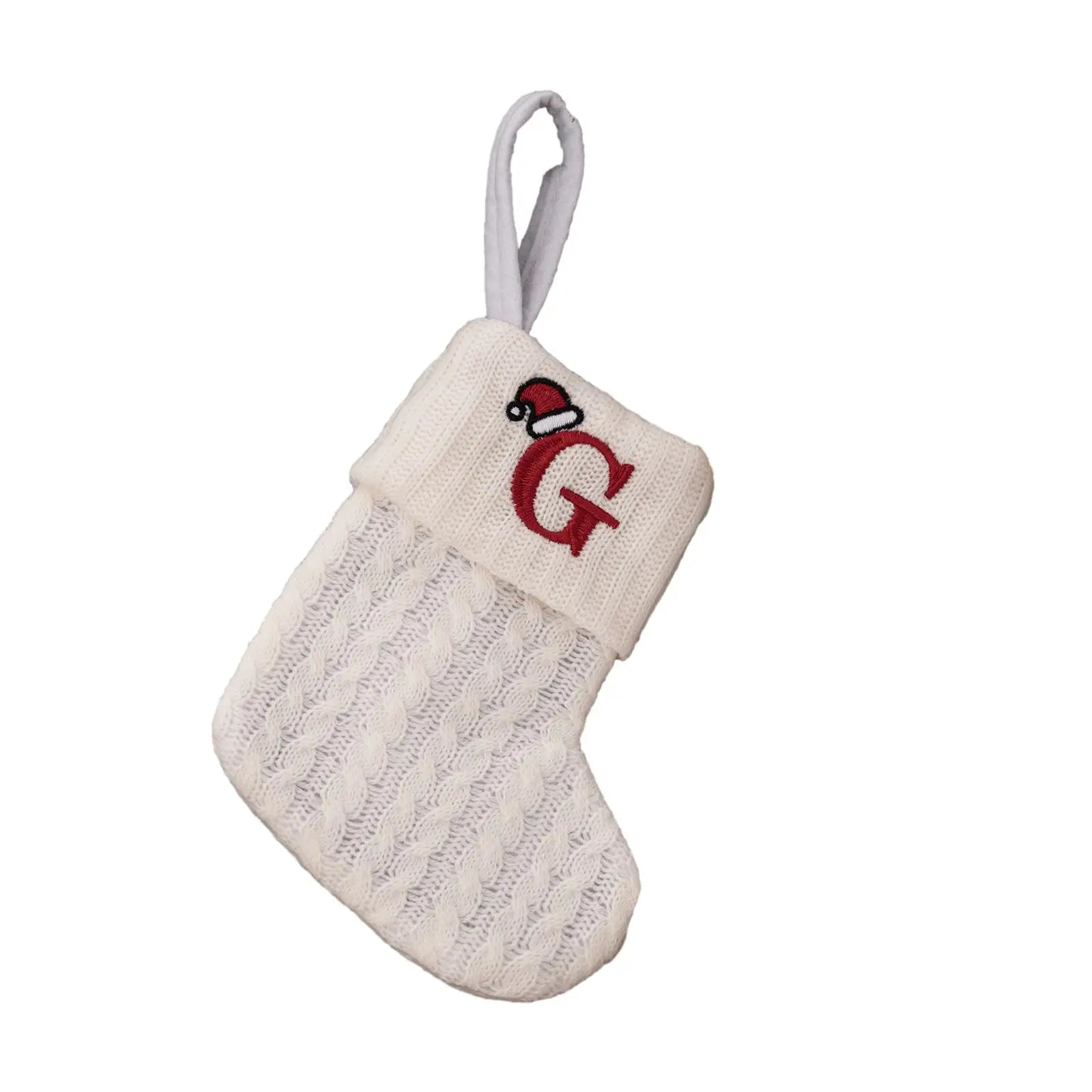 With Hanging Rope Christmas Stocking Children Candy Bag Beautiful Knitted Pendant White Snowflake Alphabet Christmas Tree Oasis Select G China Mainland