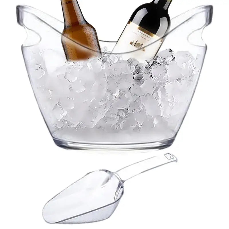 Clear Ice Bucket Beverage Tub with 2 Scoops Handle Cooling Large Ice Bucket for Wine Champagne Bar Supplies for Family reunion Oasis Select