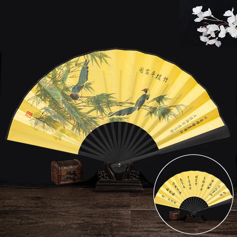 Ancient Folding Fan Chinese Scenic Spots Retro Classic Blank Fan Craft Silk Cloth Fan For Decoration Performance Gift Idea Oasis Select G