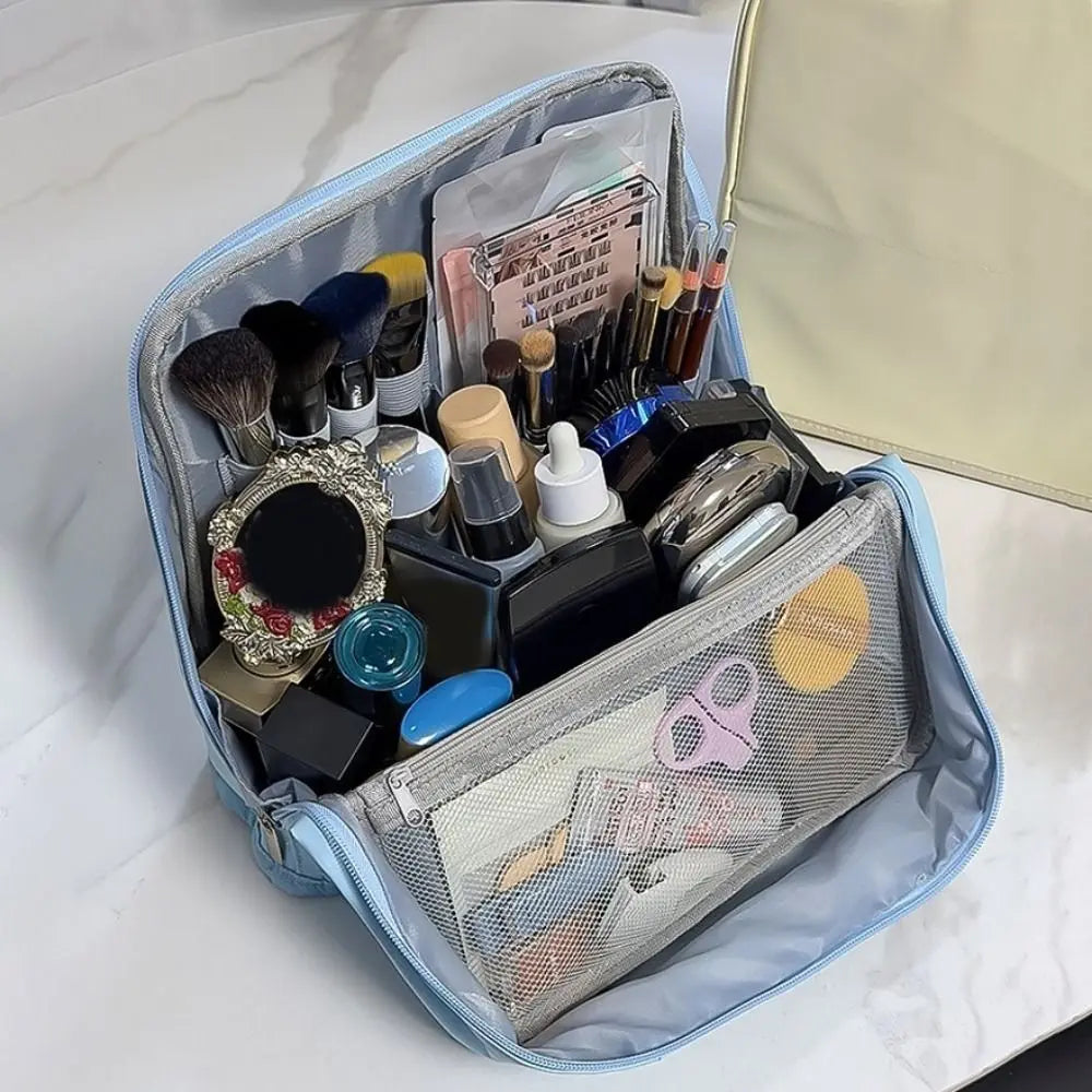 Vertical PU Makeup Bag – Large Capacity Travel Toiletry Organizer